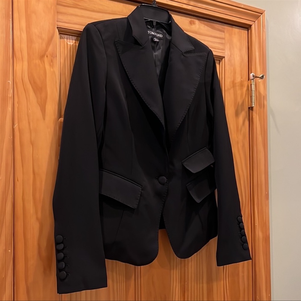 TOM FORD Black Tailored Single Button Closure Blazer / Tuxedo Style Jacket - Picture 7 of 8